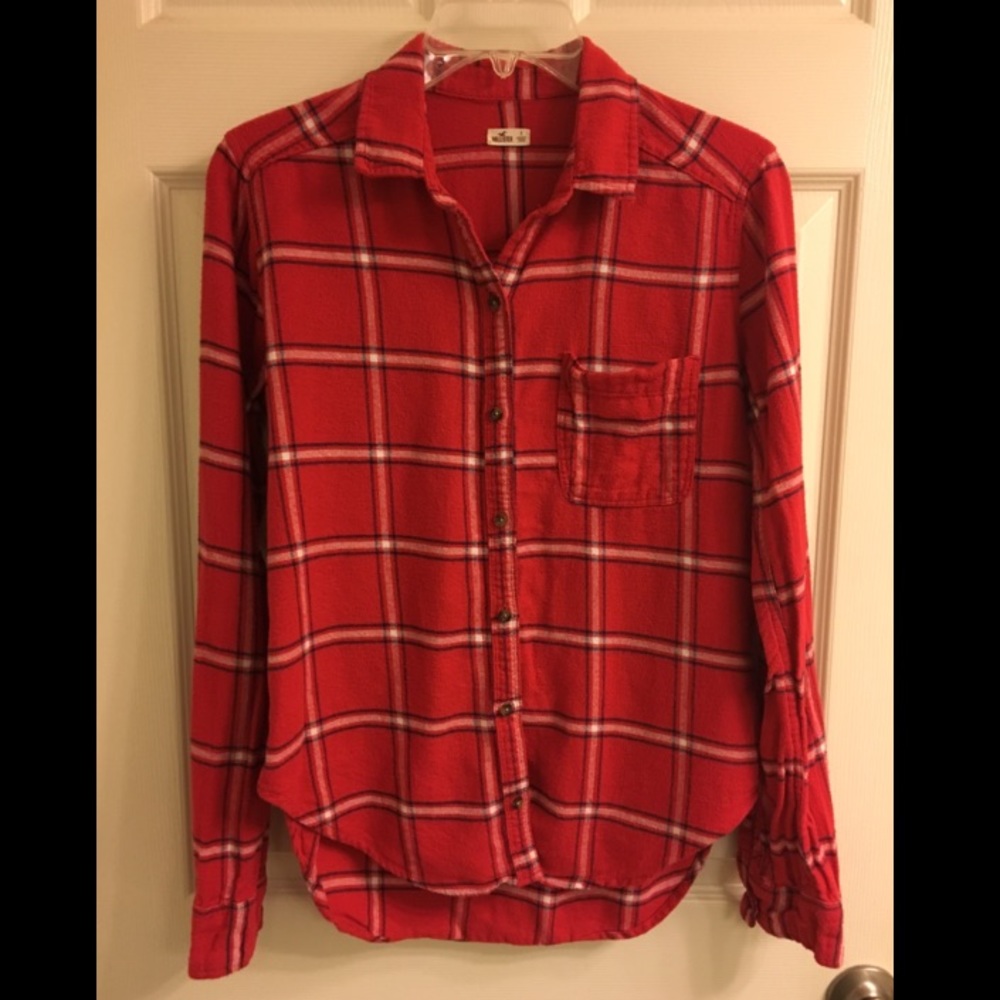 Hollister Red Flannel Shirt, Sz S